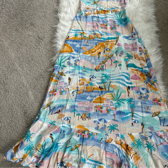 NWT Women’s Beach Print Maxi Dress in Pastel Multi - Picture 2 of 12